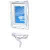 LIGUORO SHOP Specchio Rettangolare + Mensola In Stile Barocco Veneziano Finto Vintage Shabby Chic - Cornice cm 27x35 - Console cm 20x23x10 (Argento)