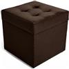 Velora Home&Living VELORA H&L Pouf Contenitore 45 x 45 cm Marrone scuro - Pouf in Velluto con Seduta Imbottita, Struttura Solida, Portata fino a 150 kg, Sgabello Poggiapiedi per Soggiorno Camera e Ingresso