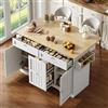 Kelodan Isola da cucina mobile, piano di lavoro pieghevole, carrello da portata, armadietto portaoggetti, cassetto verticale a 2 livelli, 2 cassetti grandi, blocco, 120 x 45 (70) x 92 cm, naturale