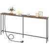 ZZINOKE Tavolo Consolle 180cm,con Stazione di Ricarica e Porta USB,Tavolo Consolle adatta per Ingresso, Corridoio, Soggiorno, Consolle Ingresso, Marrone Vintage