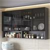 Tqertrtfxa Armadietto da Parete in Vetro e Metallo - Pensile per Cucina, Bagno, Balcone - Ante in Vetro (A, 160*30*80cm/63*11.8*31)