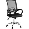 tectake® Poltrona da Ufficio, Sedia Scrivania Ergonomica, Poltrona Ufficio Girevole a 360°, Con Braccioli e Imbottitura Confortevole, Sedia Ufficio Regolabile in Altezza - Nero