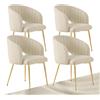 SUPPNEED Set di 4 sedie da pranzo, gambe dorate, sedie da cucina con bracciolo, poltrone per soggiorno, camera da letto, ufficio (velluto, Bianco)