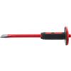 USHOBE Scalpello per Calcestruzzo 300mm Protezione Mano Rosso 1 Pezzo | Acciaio al Cromo-vanadio e Pvc, per Intaglio e Demolizione, Profilo Piatto e Punta