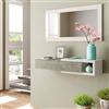 Dmora - Mobile da ingresso Mcallen, Entratina reversibile con specchio, Mobile per atrio con cassetto, Svuotatasche per appartamenti, 95x26h69 cm, Bianco e Rovere