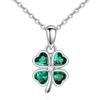 URONE Collana con ciondolo a forma di quadrifoglio, in argento Sterling 925, verde, gioiello da donna