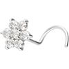 Piercingline - Piercing per il naso a spirale in oro 750, 18 carati, con fiore a cristalli e 18 carati (750) oro rosa, colore: Cristalli trasparenti., cod. RGR583-KK