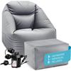 DS Produkte Lumaland, set relax "AIR" grigio: poltrona confortevole + poggiapiedi + pompa ad aria