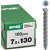 SPAX 1X5RRQ26943 RA Telaio di Ancoraggio 7,5 x 130 mm, Testa Svasata Torx30 Wirox per avvitamento Senza tasselli, Argento, 7,5x130 mm