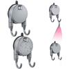 OTraki Set di 2 ganci doppi con ventose, in ABS grigio, salvaspazio, riutilizzabili, senza bisogno di forare, ideali per bagni, docce, cucine o balconi, con distanza tra i ganci di 4,2 cm