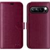 OCASE Portafoglio Cover per Google Pixel 9/9 Pro (6,3 Pollici) Borgogna | Custodia a Ribalta, Portafoglio in Pelle PU, Blocco RFID, 3 Slot per Carte, Supporto Integrato, Protezione Antishock