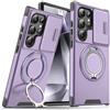YVWUNH Custodia con supporto magnetico per Samsung S24 S22 S21 S23 Ultra Plus S20FE S23FE S24FE Custodia protettiva antiurto per fotocamera scorrevole, viola, per Galaxy S24Ultra