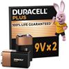 DURACELL 9V Batterie Alcaline Plus (Confezione da 2) 6LR61