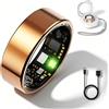 Aysiofdy Anello intelligente per donne e uomini, fitness tracker, monitoraggio del sonno, monitoraggio dei passi, impermeabile IP68, senza costi di abbonamento, compatibile con iOS Android (oro, 8#)