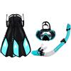Belnotelt Set da snorkeling con boccaglio Dry Top, vetro temperato | Maschera e pinne regolabili, kit di 3 pezzi per adulti e principianti, nuoto e avventure subacquee