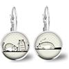 So Sweet Orecchini cabochon, I due gatti, Regalo di Natale per idea regalo moglie - San Valentino- regalo di compleanno - argento antico (ref.77a).