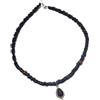 Ethnos Barcelona - Collana corta con piccolo ciondolo in argento e *radice di zaffiro. Lunghezza: 38,5 cm (collo piccolo).