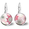 So Sweet Orecchini cabochon fiori rosa - Regalo di Natale per idea regalo moglie - San Valentino-regalo di compleanno - argento antico (ref.9a).