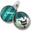 So Sweet Orecchini fantasia per donna, argentati, pendenti, acciaio inossidabile, vetro cabochon, set gatto con ombrello, nero, verde, turchese, bronzo (ref.2a)