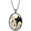 So Sweet Collana cabochonil gatto del paese - Regalo di Natale per idea regalo moglie - San Valentino- regalo di compleanno - argento antico (ref.32a).