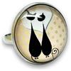 So Sweet Anello cabochoni gatti innamorati - Regalo di Natale per idea regalo moglie - San Valentino- regalo di compleanno - argento antico (ref.19a).