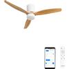 CREATE / WINDCALM CONCRETE/Ventilatore da soffitto bianco e legno chiaro con Wifi e telecomando / 40W, Struttura in gesso personalizzabile, Ø132 cm, luce LED