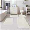 Heavyoff Set Tappeti Bagno 4 Pezzi, Tappeti Assorbente Antiscivolo, Soffice Tappetini Doccia, Lavabile in Lavatrice per doccia, vasche da bagno, Bianco
