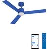 CREATE / WIND MODERN M/Ventilatore da soffitto con luce blu cobalto con WiFi e telecomando / 40W, Luce LED 3 temperature, Ø132 cm, 6 velocità