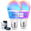 Aigostar Lampadine Smart E27, A60, 12W, 1150 LM, 2Pz | 2700K-6500K e RGB Regolabile, Compatibile con Alexa e Google Assistant, con Telecomando