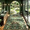 Alishomtll Tappeto a pelo corto, antiscivolo, morbido, lavabile, vintage, motivo floreale e piante, per camera da letto, cameretta dei bambini, cucina, ingresso, verde, 160 x 230 cm