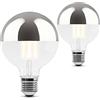 SSC-LUXon Set di 2 lampadine SINO per specchio testa E27 con LED e luce bianca calda - Globe specchio a sfera a specchio