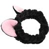 JOINPAYA Fascia per Chioma da Donna Orecchie da Gatto in Peluche Nero, Comoda e Resistente per Trucco, Spa e Maschere Viso, Design Creativo e Adorabile