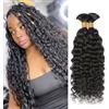 Yuefer Raw Water Wave Braiding Hair Brazilian Bulk Human Hair Extensions for Braids No Weft Curly Remy Hair 2 Bundles/Pack Natural Black 1B# (24inch 100g)