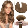 SEGO Extension Adesive Capelli Veri Biadesivo 10 Fasce Tape Extensions Biadesive senza Clip 100% Remy Human Hair 25g (60cm, Castano Chiaro)
