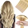 Hotbanana Extension Capelli Veri Biadesivo 55cm | Lisci Remy Biondo Chiaro con Biondo Dorato (Tonalità Calda) Tape in Hair Extensions Capelli 20PCS 50g