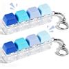 AUAUY 2Pz Portachiavi Fidget Tastiera, 4 Chiavi Fidget Clicker per Tastiera | Alleviare lo Stress, Tempo Morto, Fidgets Giochi Antistress Portachiavi, per Scuola, Ufficio, Blu Sfumato