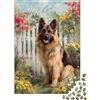 XRUGTKIHZTWF Pastore Tedesco Giardino Puzzle 1000 Pezzi Carta Puzzle per Adulti Scena Floreale Naturale Puzzle per Famiglia Relax Decorazione Regalo 38x26cm/1000pcs