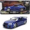 Jada Toys Fast & Furious 1:24 Scala Anniversario Edizione 1999 Nissan Skyline GT-R (BNR34) Die-Cast Car - Blu Spazzolato Metallo Finitura con Cappuccio Aprile, Porte e Tronco