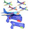 Doloowee Giocattolo Aereo per Bambini di 4 5 6 7 8 anni | Set con 4 alianti in schiuma e 2 lanciatori, 2 modalità di volo, giocattolo da esterni e giardino, regalo per maschi 3‑8 anni