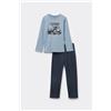 Tezenis Pigiama Lungo Bimbo In Cotone Stampa Extreme Bambino Grigio