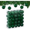Relaxdays Palline di Natale, Set 50 Palle Albero, Addobbi Natalizi, ∅ 6 cm, in Plastica Opaca, Lucida, Glitter, Verde