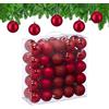 Relaxdays Palline di Natale, Set 50 Palle Albero, Addobbi Natalizi, ∅ 6 cm, in Plastica Opaca, Lucida, Glitter, Rosso