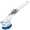 TreeLen Spazzola per Piatti con Dispenser Sapone Integrato, Set con Testine di Ricambio, Spugna per Lavello e Pentole con Impugnatura Antiscivolo, Kit Pulizia Cucina Professionale, Grigio/Bianco
