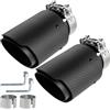 Catekro 2× 63mm Terminale Scarico Auto Universale,168 mm di Lunghezza | 2,5 Uscita Scarico, Acciaio Inox & Fibra di Carbonio Tubo Terminale Marmitta Sportivo Fissare, Bulloni Chiave, Nero Opaco