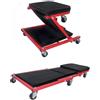 maryse - Lettino Sottoauto e Sgabello a Carrello 2in1 per Officina - Struttura in Acciaio Rinforzato, Ruote Silenziose, Max 150 kg, Comfort Imbottito e Design Pieghevole