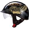 GAOZITAIGZ Casco da Moto Vintage A Mezza Calotta, Ideale per Cruiser, Chopper E Scooter, con Visiera A Scomparsa, Omologato ECE 22.06, Casco Protettivo per Adulti (Uomini E Donne). 3,M(54-56CM)