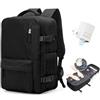 HPLQQ Zaino Easyjet Sottovuoto Bagaglio a Mano Donna Zaino da Viaggio Borse da Cabina per Easyjet Uomo per Laptop 15.6 Pollici Trekking Casual Daypack,G01-Nero