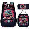 WECECE Set di Zaino Dinosaur Ragazzi con Borsa Termica e Astuccio, Zaino Scuola Animal Pattern Bambina 6-10 Anni per Rientro a Scuola, Capiente per Libri Quaderni e Accessori