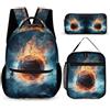WECECE Set di Zaino Ice and Fire Basketball Bambini con Sacchetto per Pranzo e Astuccio, Borsa Scuola Basketball Ragazza 7-12 Anni per Uso Giornaliero, Capiente Libri Quaderni e Accessori