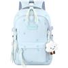 Generic Cute Bow Aesthetic Book Bag,School Bag Women's Bow Decorated Backpack,Simple And Large Capacity, Stylish And Versatile,for Teens, High School，Blue